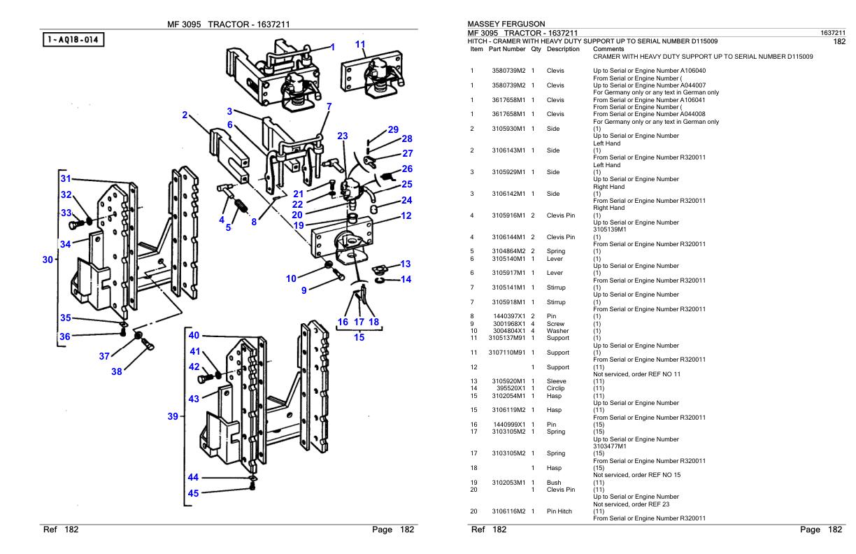 Massey Ferguson MF 3095 Tractor Parts Catalog 1637211 1