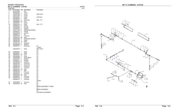 Massey Ferguson MF 31 Combine Parts Catalog 819726 2