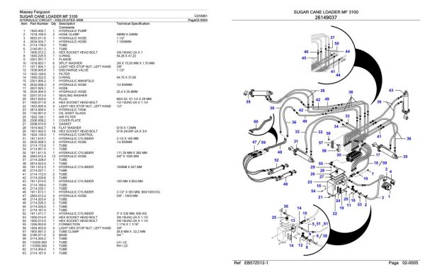Massey Ferguson MF 3100 Sugar Crane Loader Parts Catalog C310001 1