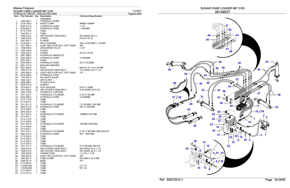 Massey Ferguson MF 3100 Sugar Crane Loader Parts Catalog C310001 1