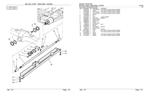 Massey Ferguson MF 3120 3120T Tractor Parts Catalog 1637260 2