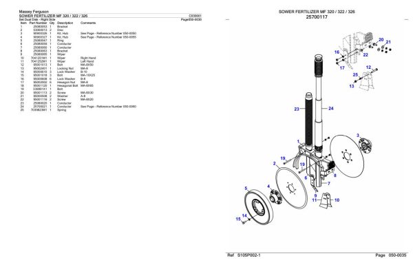 Massey Ferguson MF 320 322 326 Sower Fertilizer Parts Catalog C030001 2