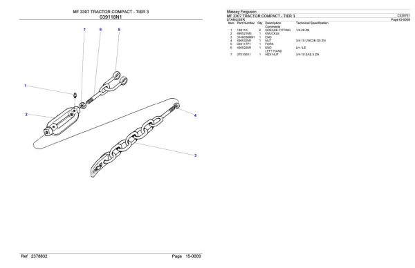 Massey Ferguson MF 3307 Tractor Compact Tier 3 Parts Catalog C330701 1