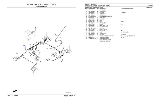 Massey Ferguson MF 3308 Tractor Compact Tier 3 Parts Catalog C330801 1