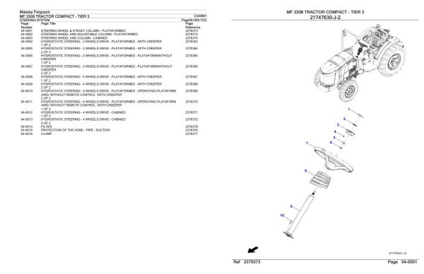 Massey Ferguson MF 3308 Tractor Compact Tier 3 Parts Catalog C330801 2