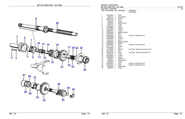 Massey Ferguson MF 333 Tractor Parts Catalog 3311458 1