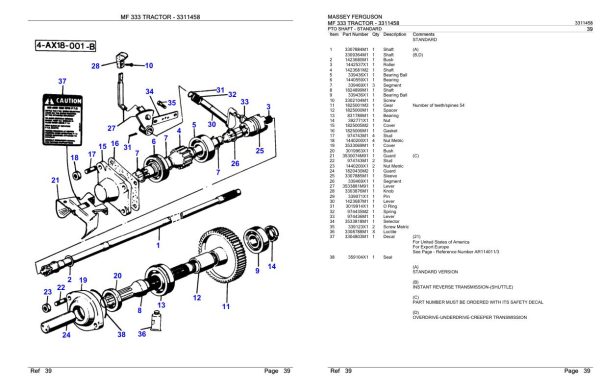 Massey Ferguson MF 333 Tractor Parts Catalog 3311458 2