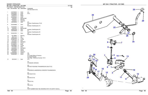 Massey Ferguson MF 334 V Tractor Parts Catalog 3311565 1