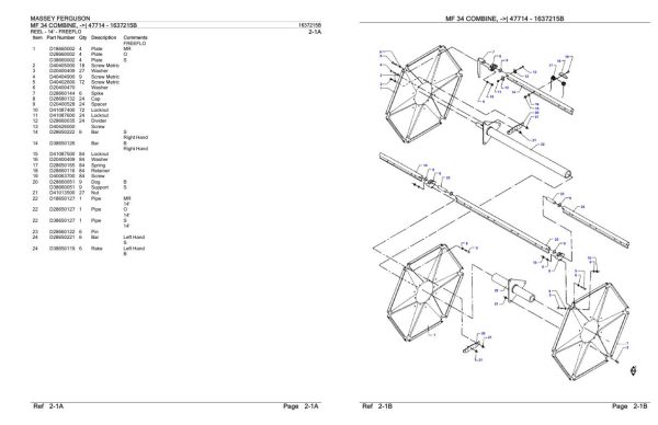 Massey Ferguson MF 34 Combine Parts Catalog 1637215B 2
