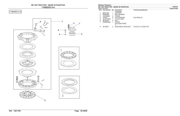 Massey Ferguson MF 345 Tractor Parts Catalog 6246244 2