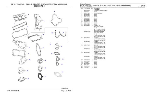 Massey Ferguson MF 35 Tractor Parts Catalog 6246166 1