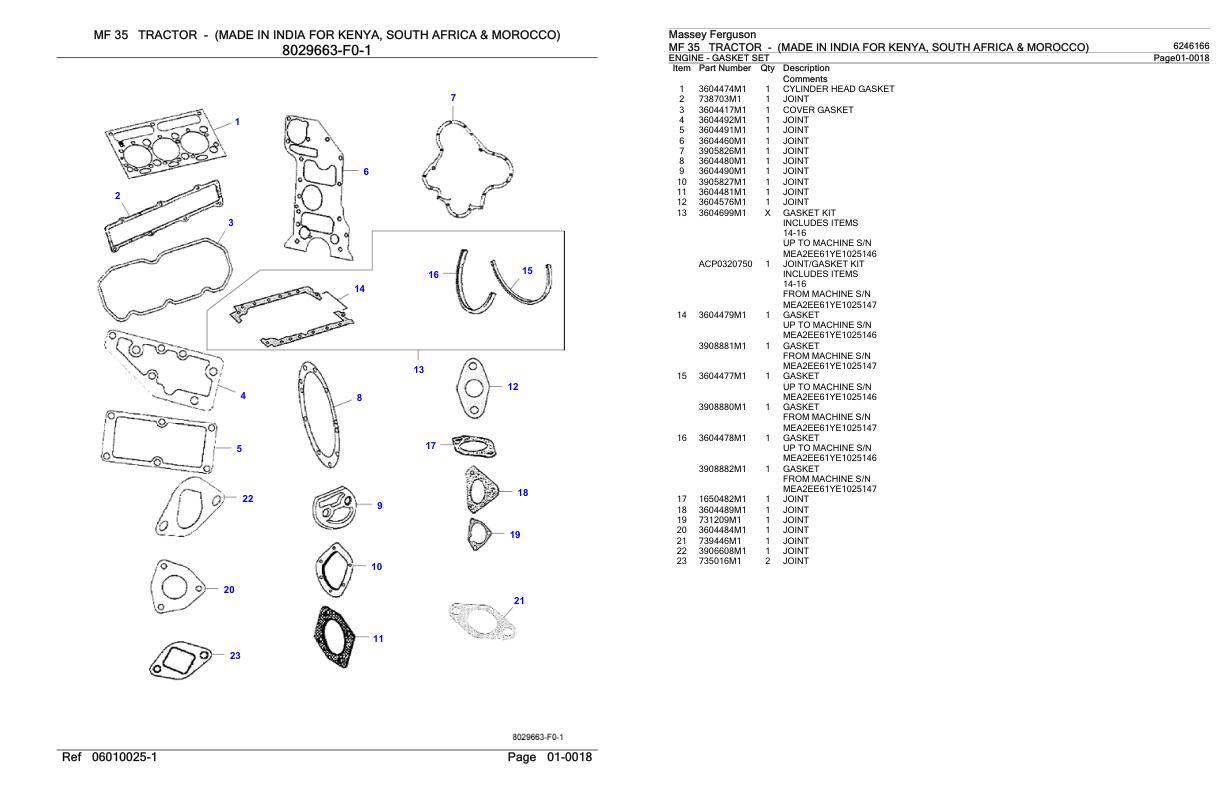 Massey Ferguson MF 35 Tractor Parts Catalog 6246166 1