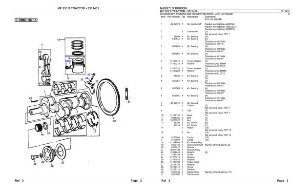 Massey Ferguson MF 353 S Tractor Parts Catalog 3311419 2