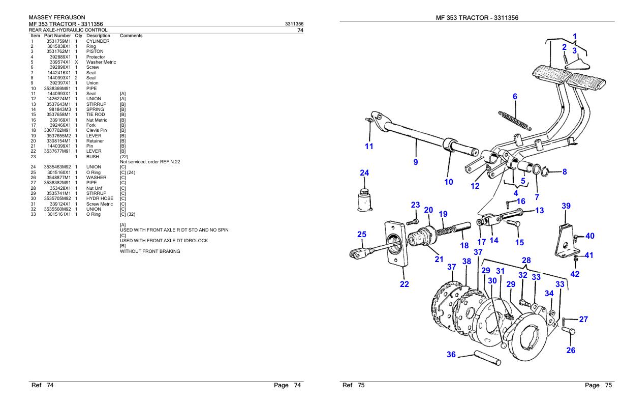 Massey Ferguson MF 353 Tractor Parts Catalog 3311356 1