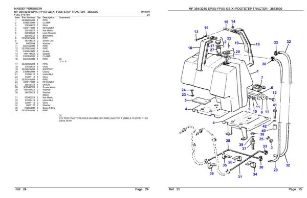 Massey Ferguson MF 354 3210 SP X FP X GE X Footstep Tractor Parts Catalog 3653990 1
