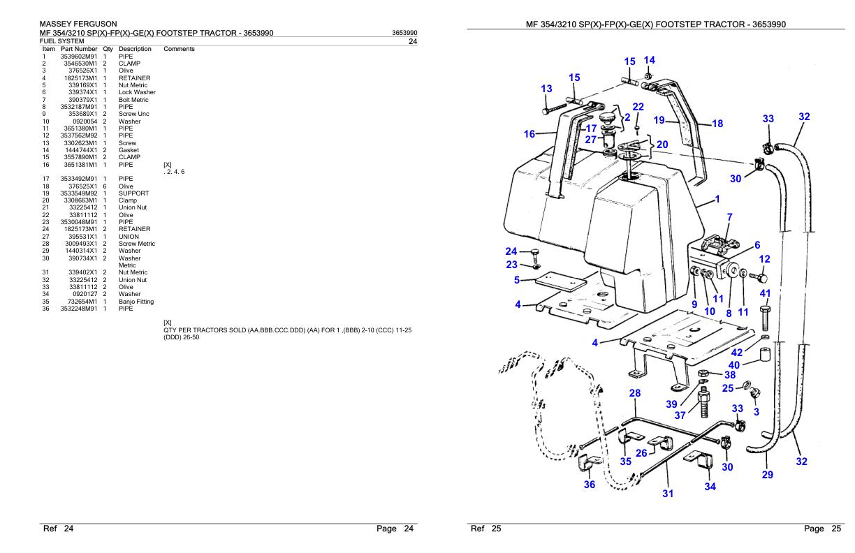 Massey Ferguson MF 354 3210 SP X FP X GE X Footstep Tractor Parts Catalog 3653990 1