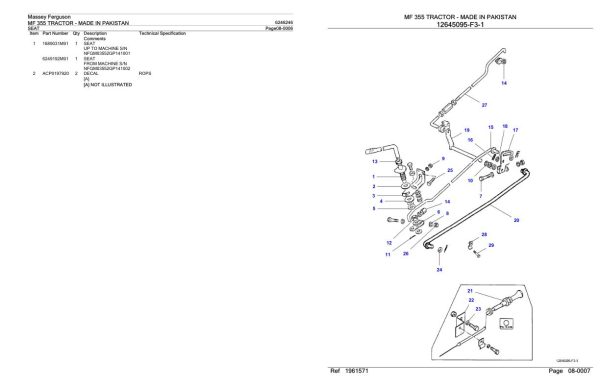 Massey Ferguson MF 355 Tractor Parts Catalog 6246246 1