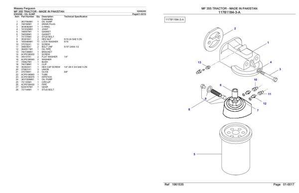 Massey Ferguson MF 355 Tractor Parts Catalog 6246246 2