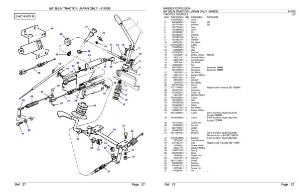 Massey Ferguson MF 362 N Tractor Parts Catalog 819790 2