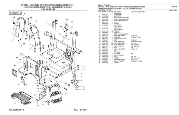 Massey Ferguson MF 3630 3640 3650 XTRA Tractor Parts Catalog 6246224 1