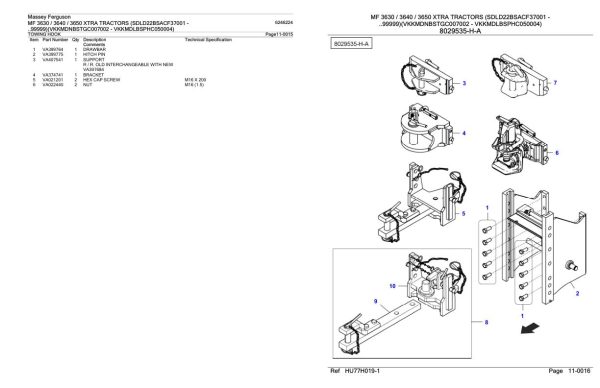 Massey Ferguson MF 3630 3640 3650 XTRA Tractor Parts Catalog 6246224 2