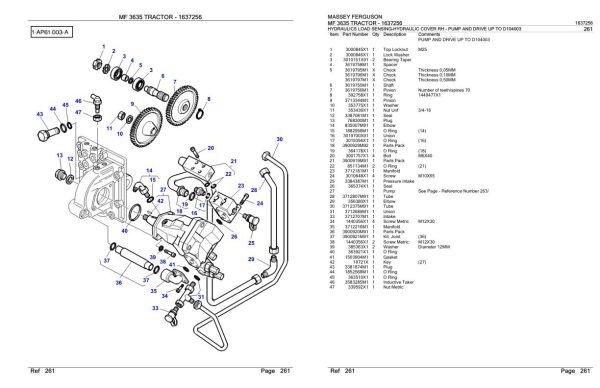 Massey Ferguson MF 3635 Tractor Parts Catalog 1637256 1