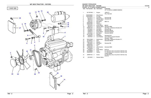 Massey Ferguson MF 3635 Tractor Parts Catalog 1637256 2