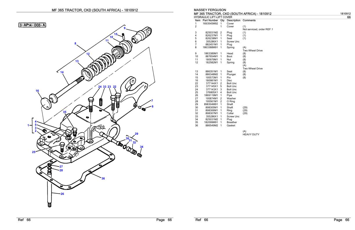 Massey Ferguson MF 365 Tractor Parts Catalog 1810912 1
