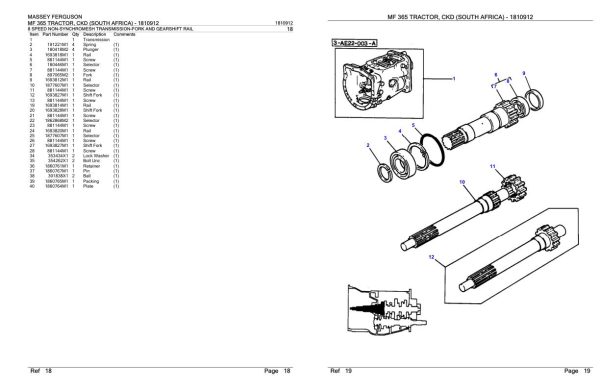 Massey Ferguson MF 365 Tractor Parts Catalog 1810912 2