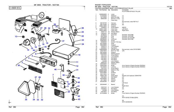 Massey Ferguson MF 3650 Tractor Parts Catalog 1637184 1