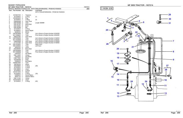 Massey Ferguson MF 3655 Tractor Parts Catalog 1637214 1