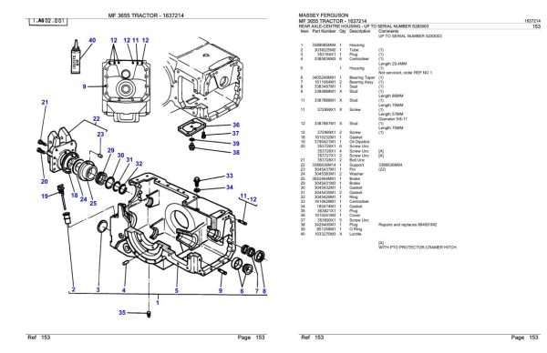 Massey Ferguson MF 3655 Tractor Parts Catalog 1637214 2