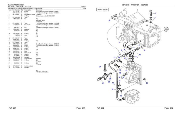 Massey Ferguson MF 3670 Tractor Parts Catalog 1637222 1