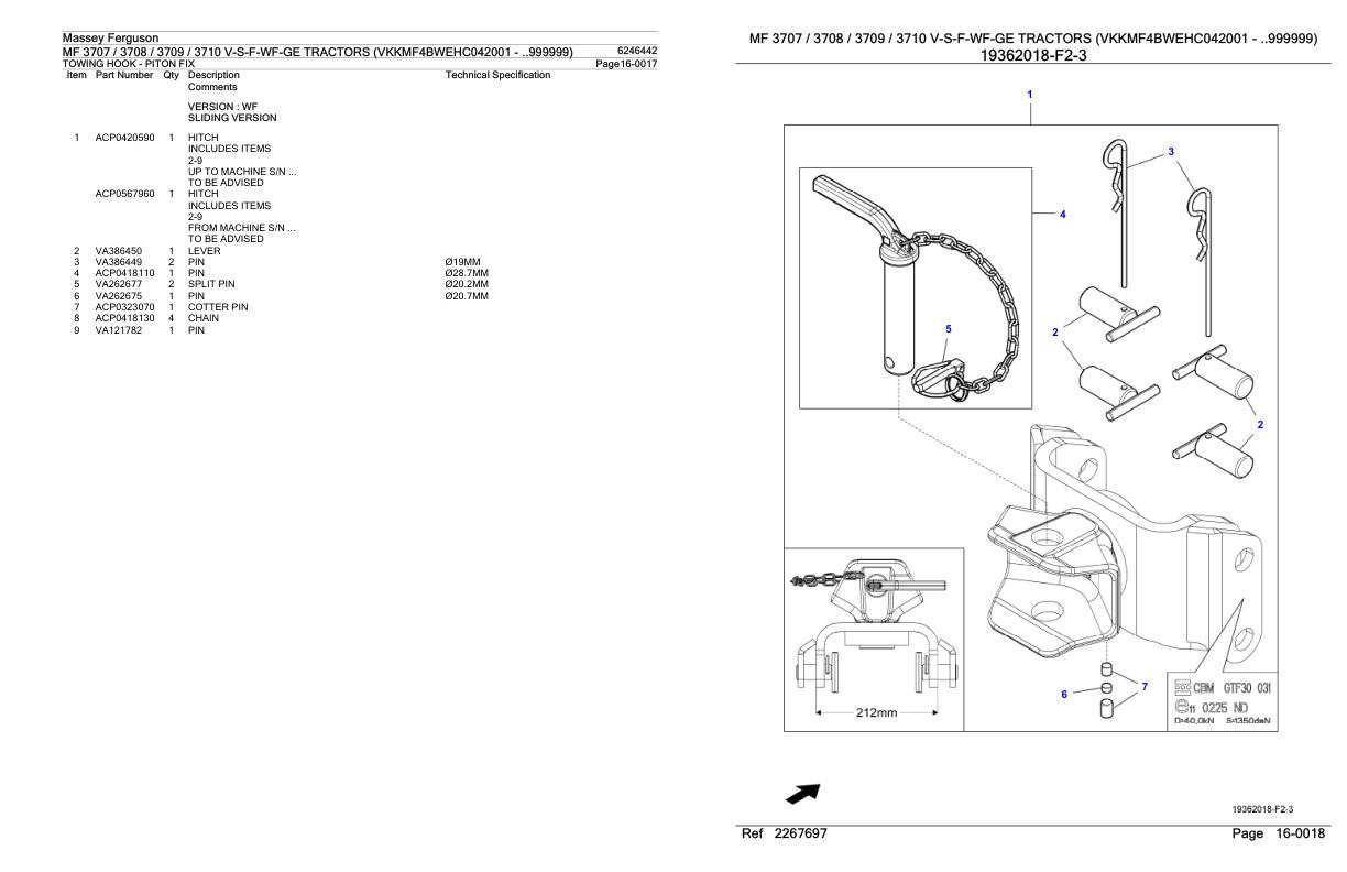 Massey Ferguson MF 3707 3708 3709 3710 V S F Wf Ge Tractor Parts Catalog 6246442 1