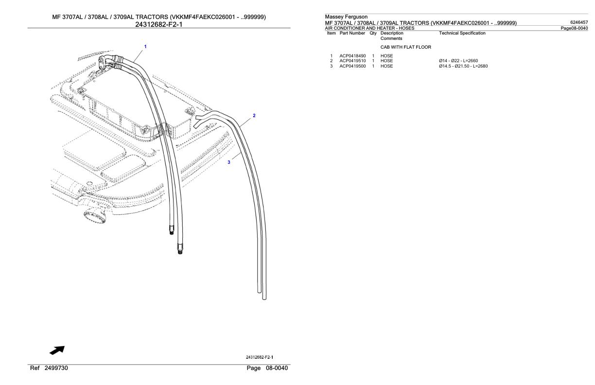 Massey Ferguson MF 3707AL 3708AL 3709AL Tractor Parts Catalog 6246457 1