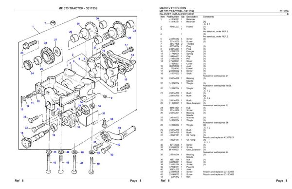 Massey Ferguson MF 373 Tractor Parts Catalog 3311358 1