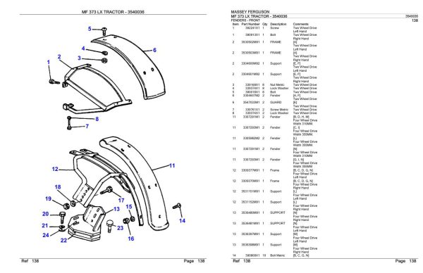 Massey Ferguson MF 373 Tractor Parts Catalog 3540036 1
