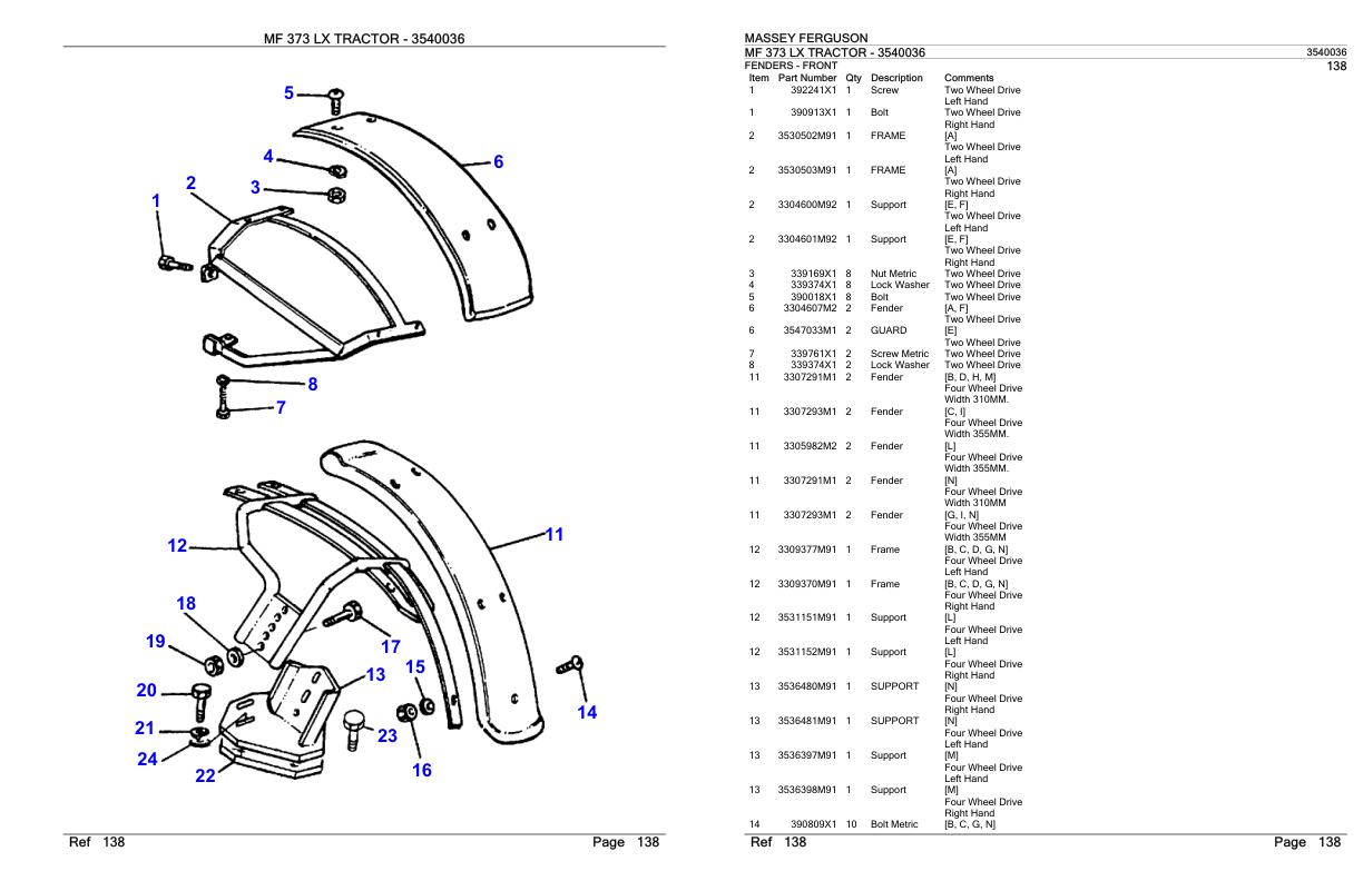 Massey Ferguson MF 373 Tractor Parts Catalog 3540036 1