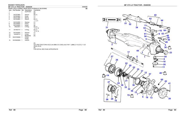 Massey Ferguson MF 373 Tractor Parts Catalog 3540036 2