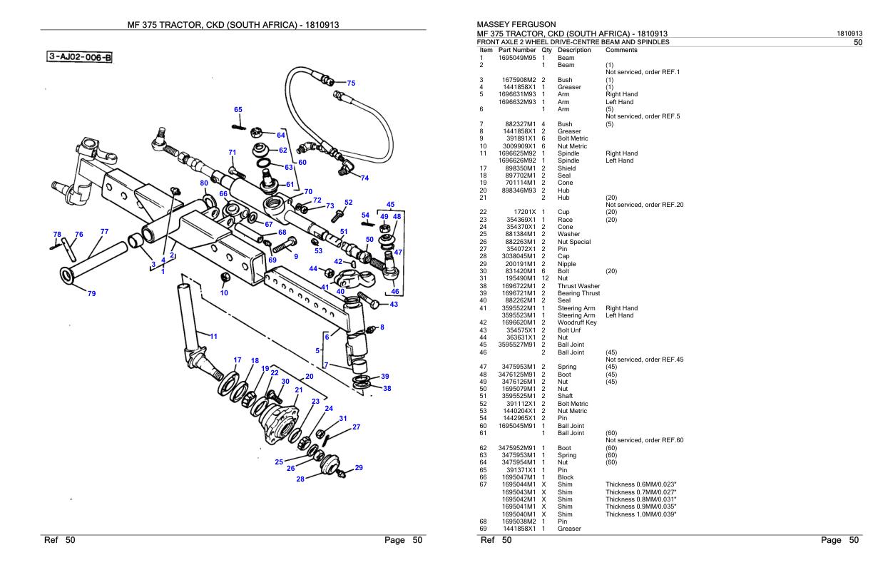 Massey Ferguson MF 375 Tractor Parts Catalog 1810913 1