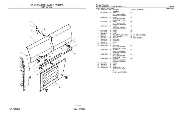 Massey Ferguson MF 375 Tractor Parts Catalog 6246248 1