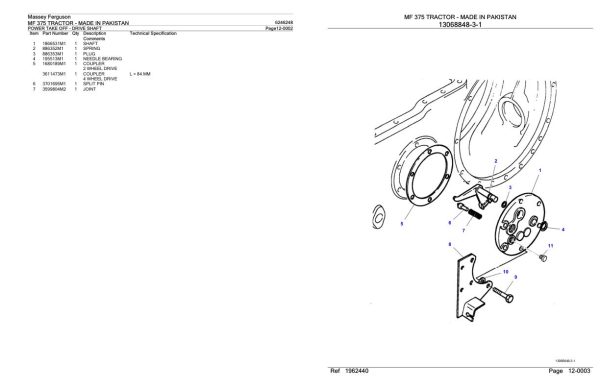 Massey Ferguson MF 375 Tractor Parts Catalog 6246248 2