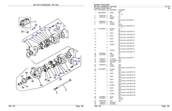 Massey Ferguson MF 376 C Crawler Parts Catalog 3311793 1