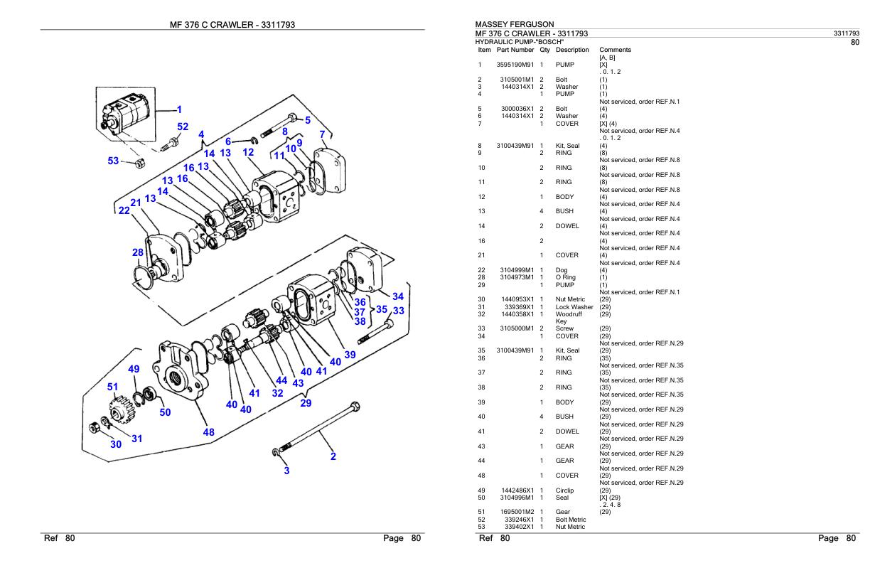 Massey Ferguson MF 376 C Crawler Parts Catalog 3311793 1