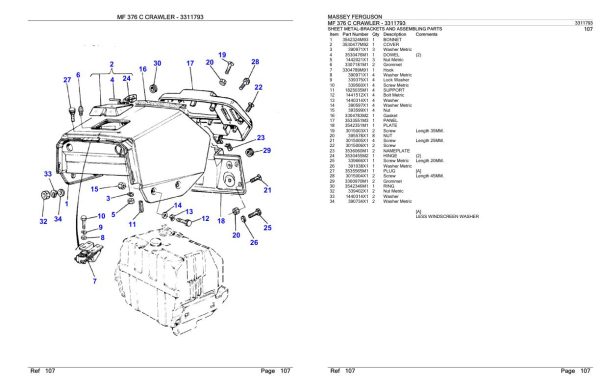 Massey Ferguson MF 376 C Crawler Parts Catalog 3311793 2