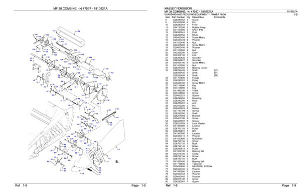 Massey Ferguson MF 38 Combine Parts Catalog 1810921A 1