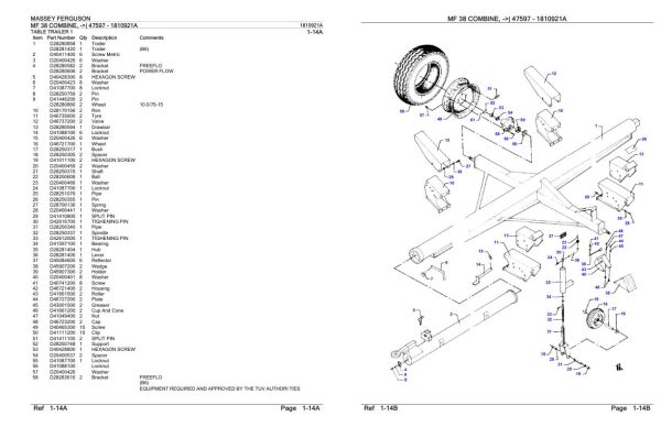 Massey Ferguson MF 38 Combine Parts Catalog 1810921A 2