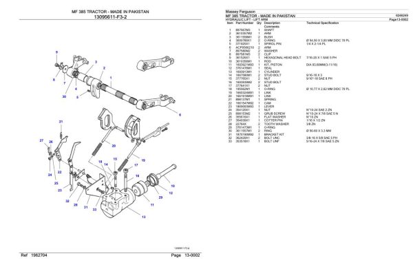 Massey Ferguson MF 385 Tractor Parts Catalog 6246249 2