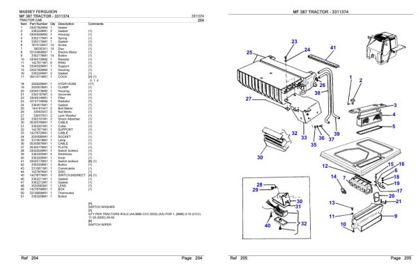 Massey Ferguson MF 387 Tractor Parts Catalog 3311374 1