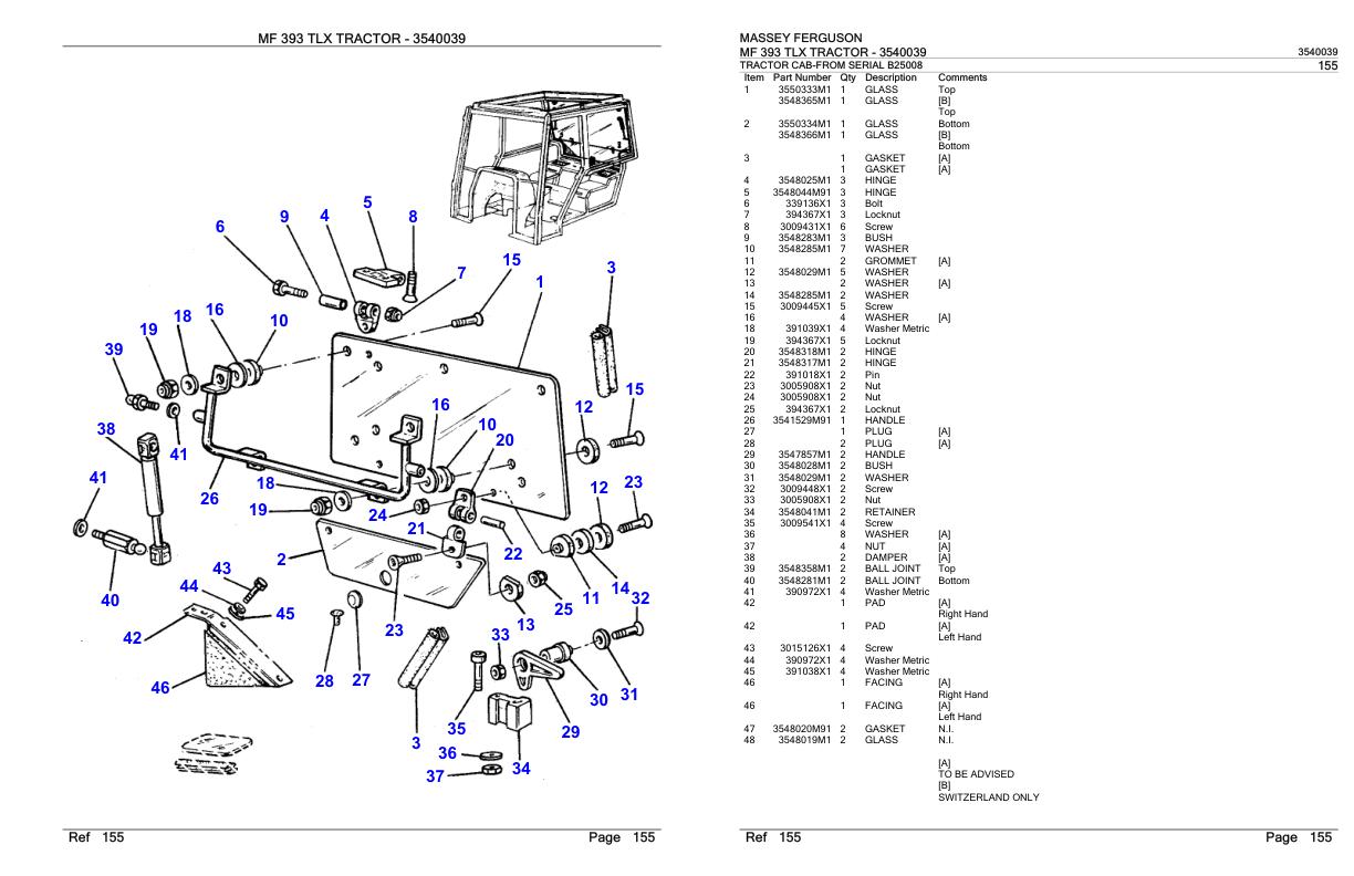 Massey Ferguson MF 393 TLX Tractor Parts Catalog 3540039 1